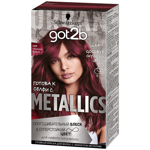 Got2b Metallics стойкая краска для волос, M68 темный рубин, 140 мл