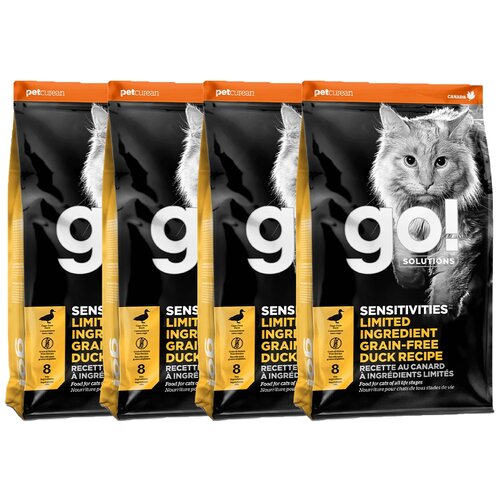 Сухой корм для кошек GO! Sensitivities Limited Ingredient, беззерновой, при чувствительном пищеварении, с уткой 4 шт. х 3.63 кг