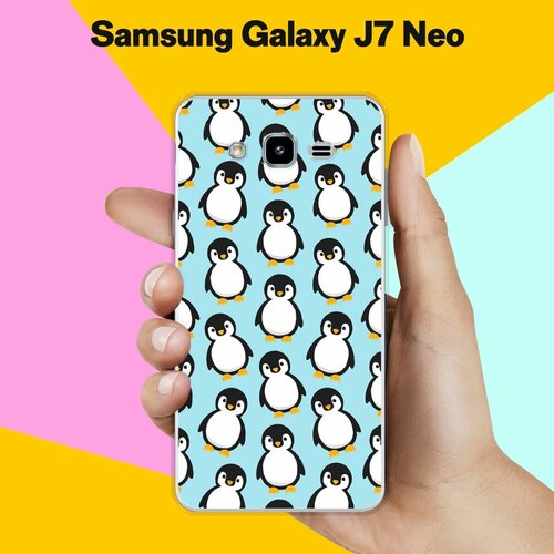 Силиконовый чехол на Samsung Galaxy J7 Neo Пингвины 30 / для Самсунг Галакси Джей 7 Нео матовый soft touch силиконовый чехол на samsung galaxy j7 neo самсунг джей 7 нео с 3d принтом cosmofoxes черный