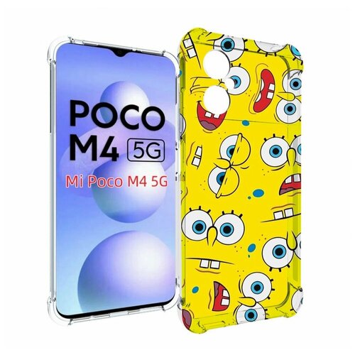 Чехол MyPads много-спанч-боба для Xiaomi Poco M4 5G задняя-панель-накладка-бампер