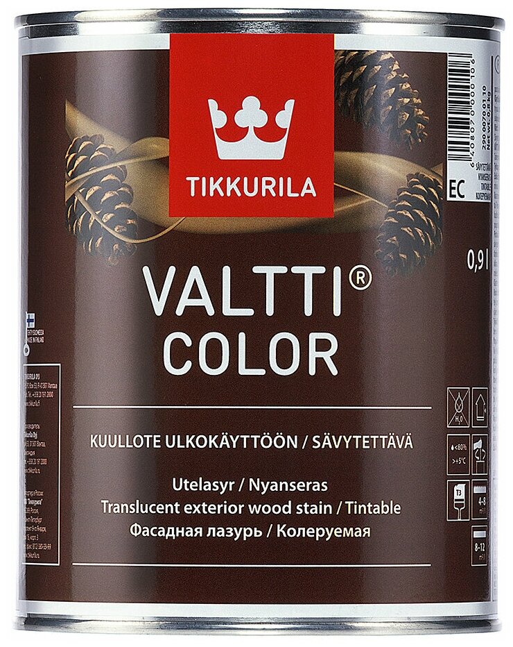 Tikkurila Valtti Color, Колеруемая фасадная лазурь,0,9л