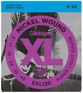 Фото EXL120 XL NICKEL WOUND Струны для электрогитары Super Light 9-42 D`Addario