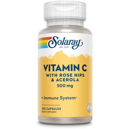 Solaray Vitamin C 500 mg with Rose Hips & Acerola (C 500 мг c шиповником и ацеролой) 100 капсул (Solaray)