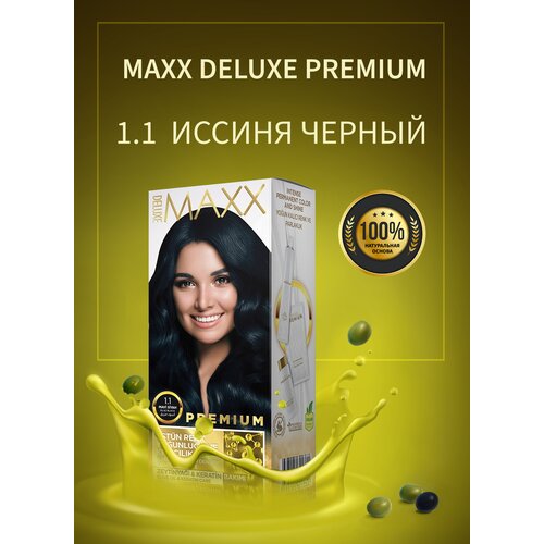 Краска для окрашивания волос MAXX DELUXE PREMIUM HAIR DYE KIT 1.1 Иссиня черный