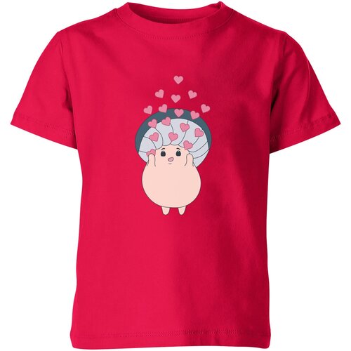 мужская футболка милый грибочек с сердечками mushroom 2xl серый меланж Футболка Us Basic, размер 4, розовый