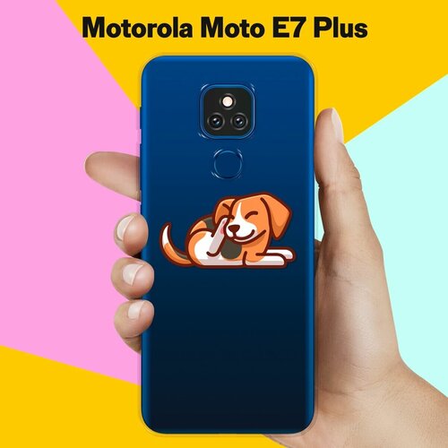 Силиконовый чехол на Motorola Moto E7 Plus Бигль с лапой / для Моторола Мото Е7 Плюс силиконовый чехол на motorola moto e7 plus узор из корги с сердцами для моторола мото е7 плюс