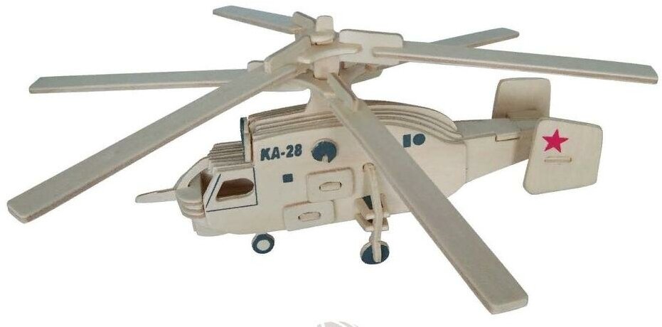Сборная деревянная модель Wooden Toys Вертолет КА-28 - фото №4
