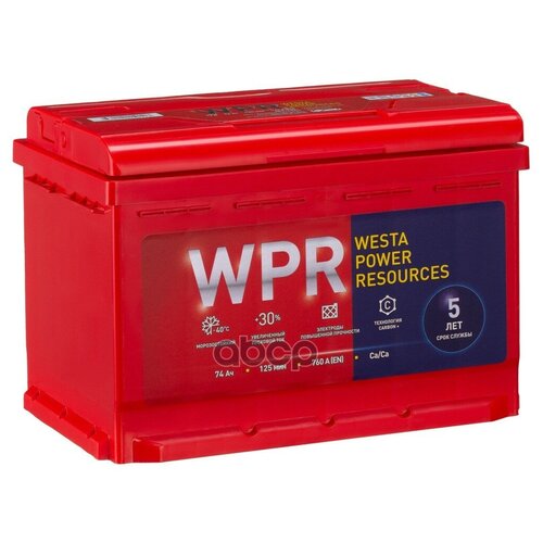 Аккумулятор Wpr 74 А/Ч Обратная R+ 276x175x190 En760 А WPR battery арт. 574 112 310