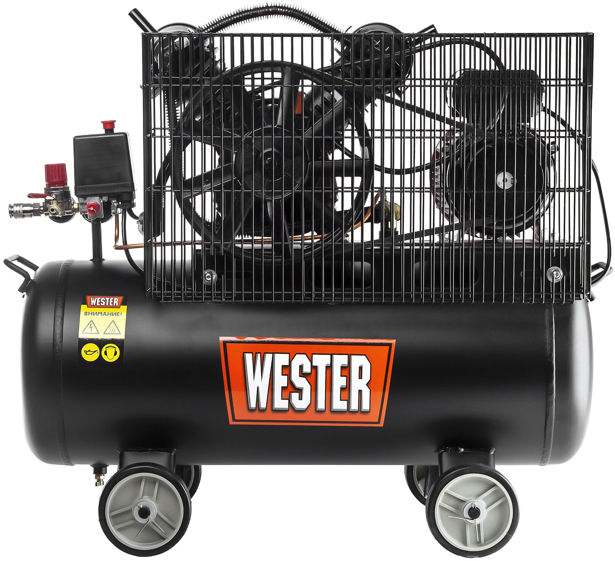 Компрессор WESTER WBK2200/50PRO ременной привод, поршневой масляный, 2200 Вт, 340л/мин, 8бар - фотография № 3