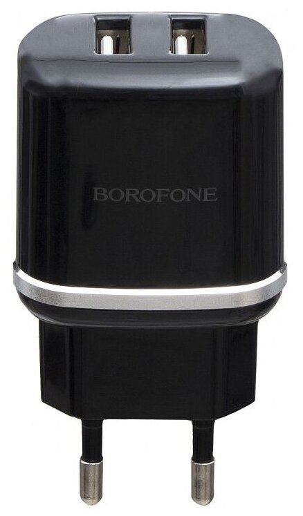 Сетевое зарядное устройство Borofone BA25A Outstanding, 2xUSB, 2.4A, черный Noname - фото №5