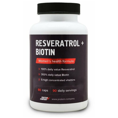 Капсулы PROTEIN.COMPANY Resveratrol + Biotin Ресвератрол + Биотин, 90 шт.