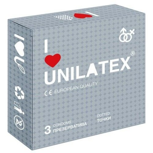 Презервативы с точками Unilatex Dotted - 3 шт. 19 см цвет не указан