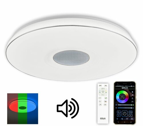 Citilux Light & Music CL703M101, 100 Вт, кол-во ламп: 1 шт., кол-во светодиодов: 1 шт., 5500 К, цвет арматуры: белый, цвет плафона: белый