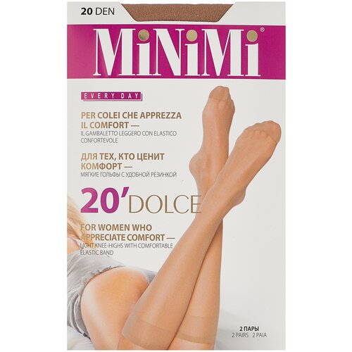 Гольфы MiNiMi, 20 den, 2 пары, размер 0 (one size), бежевый гольфы minimi 20 den 2 пары размер 0 one size белый