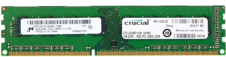 DIMM DDR3L, 4ГБ, Crucial CT51264BD160B(J) - фото №16