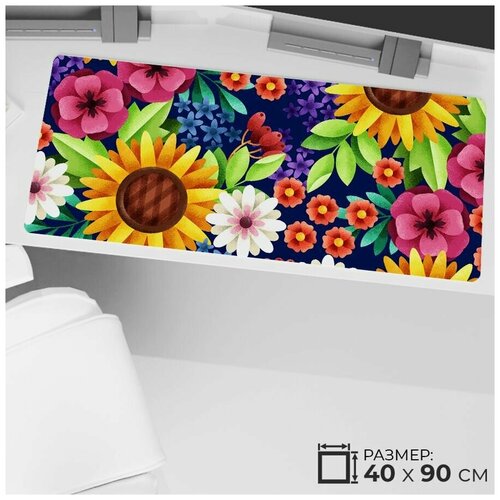 Коврик для мыши большой 90 х 40 см, антискользящий подарок флорист 5