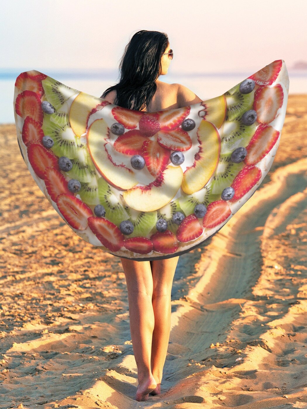 Парео и Пляжный коврик JoyArty "Фруктовый торт", трикотаж 150 см