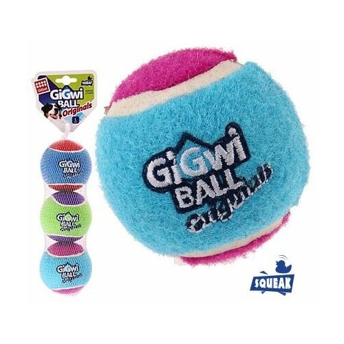Игрушка для собак Три мяча с пищалкой 8см, серия GiGwi BALL Originals три мяча gigwi с пищалкой 4см игрушка для собак теннисная резина с ворсистой поверхностью серия gigwi ball originals