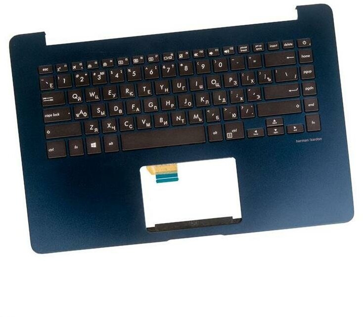 Клавиатура (keyboard) для ноутбука Asus UX530UX-1A с топкейсом, темно-синяя, с подсветкой. 90NB0ED2-R31RU0