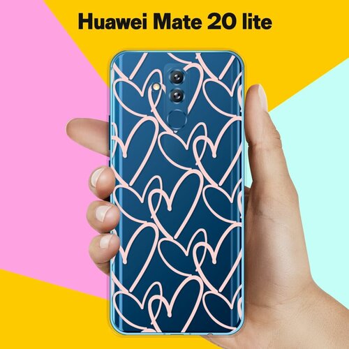 Силиконовый чехол на Huawei Mate 20 lite Розовые сердца / для Хуавей Мейт 20 Лайт силиконовый чехол на huawei mate 20 lite серый корги для хуавей мейт 20 лайт