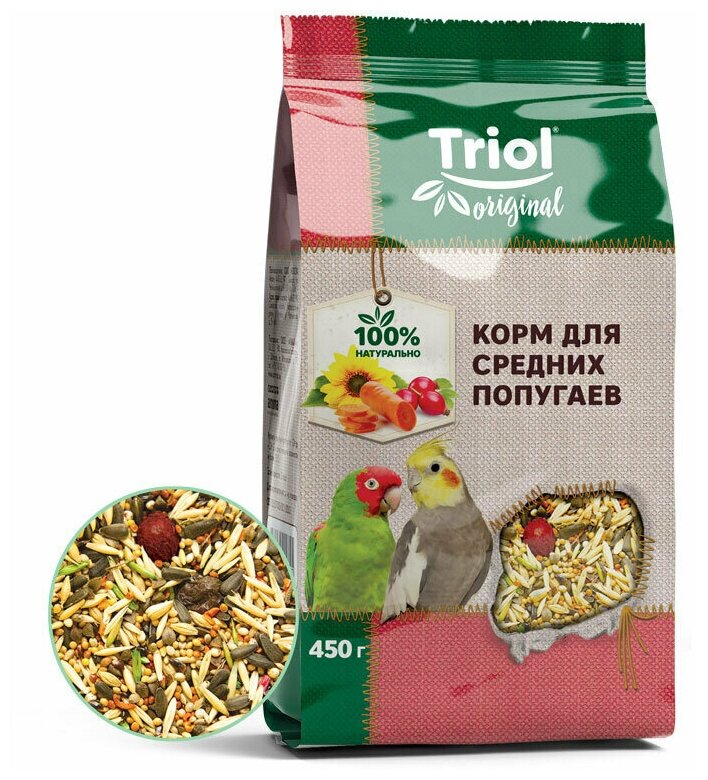 Корм для средних попугаев Triol Original, 450г, 1шт