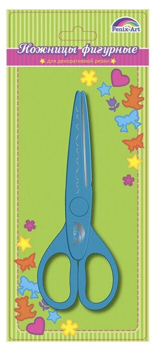 Ножницы фигурные(157х60.7х18мм,голубой цвет,ПВХ-блистер)