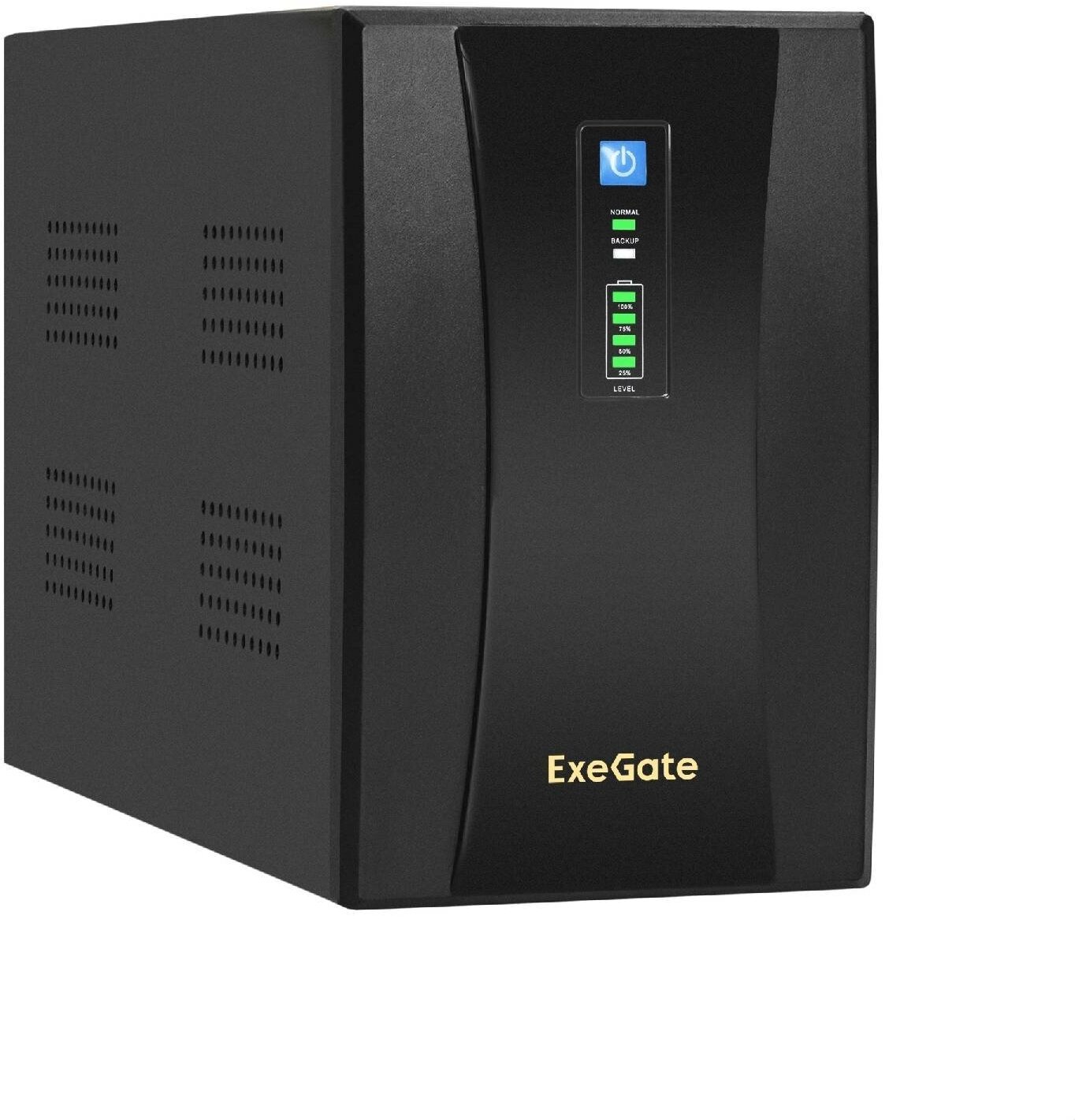 Источник бесперебойного питания EXEGATE SpecialPro UNB-2200.LED.AVR.2SH.RJ.USB <2200VA/1300W,LED, AVR,2*Schuko, RJ45/11, USB, металлический