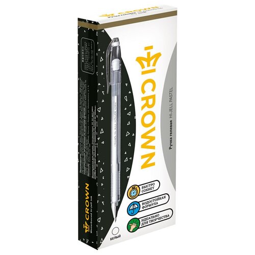 фото Crown набор гелевых ручек hi-jell pastel, 0.8 мм, 12 шт, белый цвет чернил