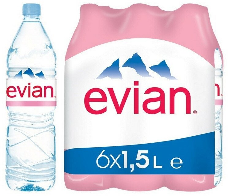 Вода минеральная Evian ПЭТ 1,5 л негаз. 6 шт/уп