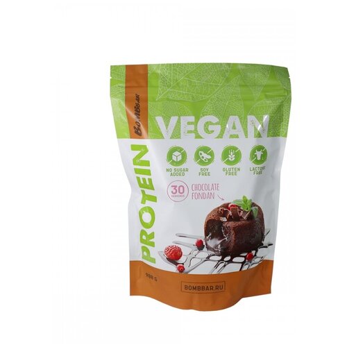 Коктейль Vegan Bombbar 900гр, Шоколадный фондан протеин bombbar vegan protein 900 гр шоколадный фондан