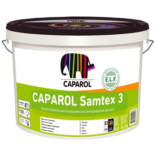 краска латексная caparol сp samtex 3 pro база 3 прозрачная 9 4 л Краска латексная Caparol Samtex 3 глубокоматовая бесцветный 9.4 л 14.2 кг