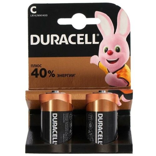 Батарейка алкалиновая Duracell Basic, C, LR14-2BL, 1.5В, блистер, 2 шт.