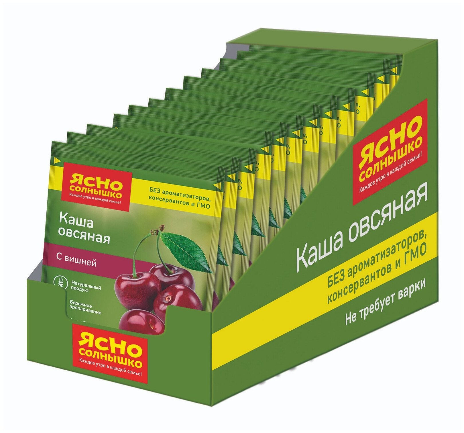 Упаковка 15 штук Каша Ясно солнышко НК овсяная с вишней (45г х 15)