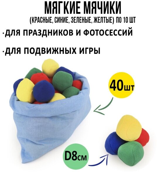 Игровой набор «Мягкие мячики в мешке» 40 штук, Ecoved (Эковед)