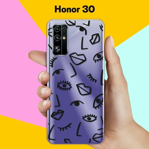 Силиконовый чехол Глаза и губы на Honor 30 силиконовый чехол глаза и губы на honor 7a pro