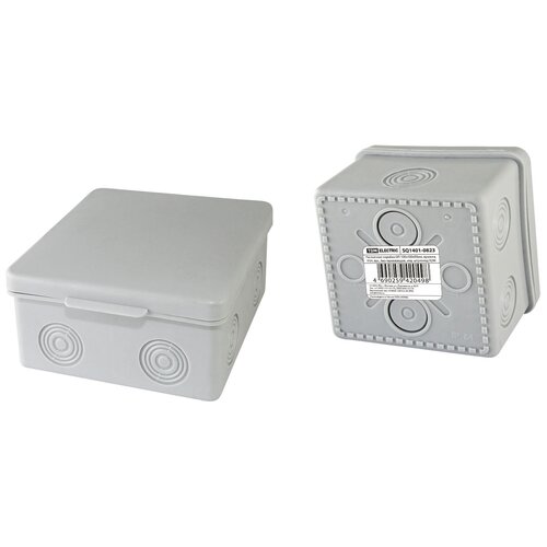 Распаячная коробка ОП 100х100х55мм, крышка, IP54, 8вх, без гермовводов, инд. штрихкод TDM Electric (SQ1401-0823)