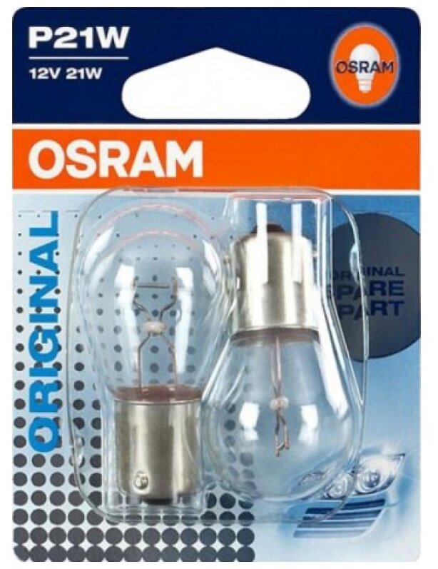 Лампа автомобильная накаливания OSRAM Original line 7506-02B P21W 12V 21W BA15s 3200K 2 шт.