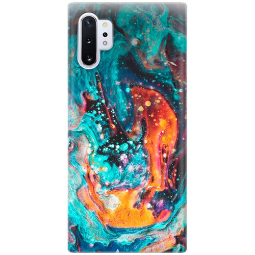 фото Силиконовый чехол на samsung galaxy note 10+ / самсунг ноут 10+ с принтом "черно-голубые краски" re:pa