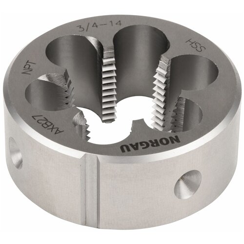 Плашка NPT 3/4х14 дюйма, диаметр 55 мм NORGAU Industrial для обработки конической резьбы с углом 60, по DIN223, HSS