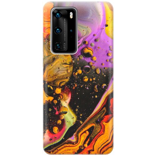 фото Силиконовый чехол на huawei p40 pro / хуавей п40 про с принтом "разноцветные капли" gosso