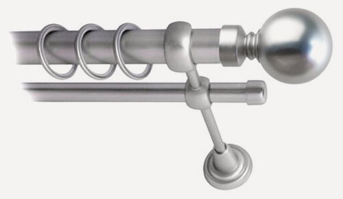 Изображение товара Карниз металлический Стамбул, 2-рядный, гладкий, D-25/16 мм, цвет Сатин, 2 м.
