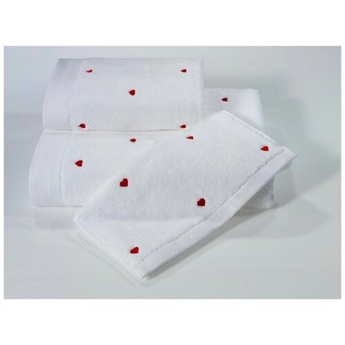 Полотенце Soft cotton LOVE белый-красный 50X100 см