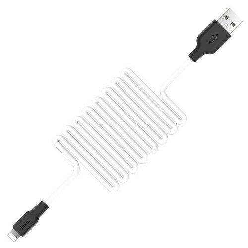 USB дата кабель Lightning, HOCO, X21, силиконовый, черно-белый usb кабель hoco x21 plus silicone lightning 8 pin 2 4а 1м силикон синий черный