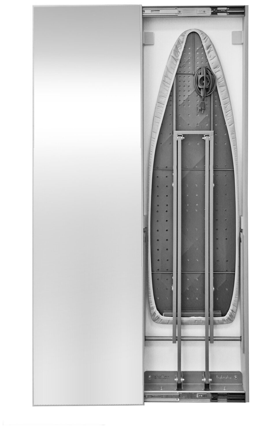 Гладильная доска Табула с зеркалом Беленый Дуб (открывание купе налево)
