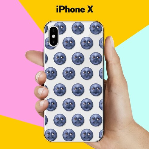 Силиконовый чехол Луна на Apple iPhone X силиконовый чехол на apple iphone x айфон x текстура красный шелк