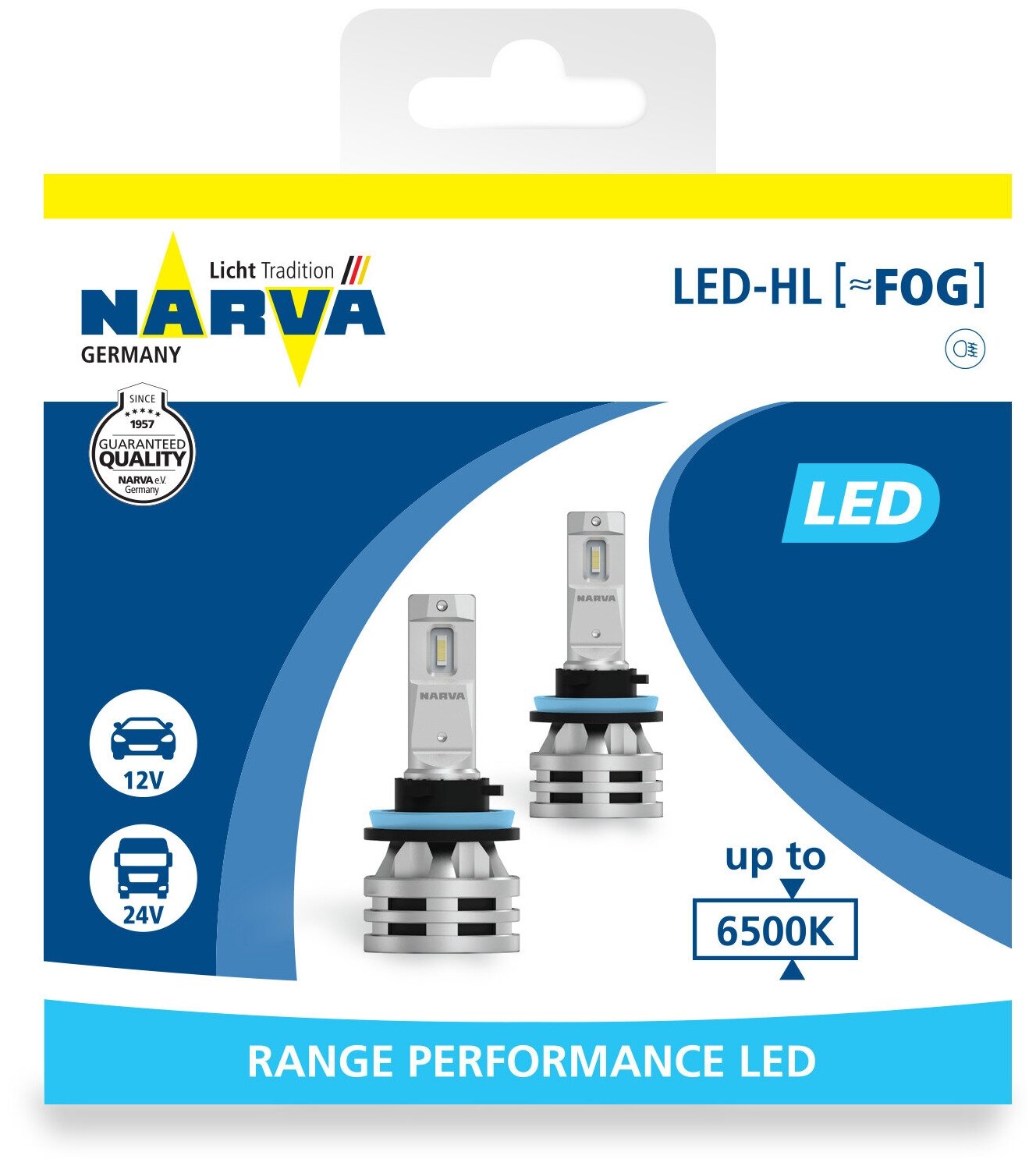 NARVA комплект ламп светодиодных LED FOG H8, H11, H16 RANGE PERFORMANCE 6500K 18036, 2шт