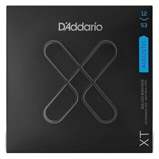 D'Addario XTABR1253 XT Комплект струн для акустической гитары, бронза 80/20, 12-53, с покрытием