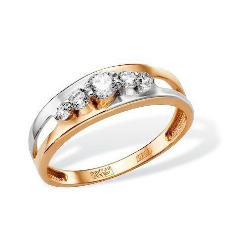 фото Золотое кольцо с родиевым покрытием и фианитами vorobyeva