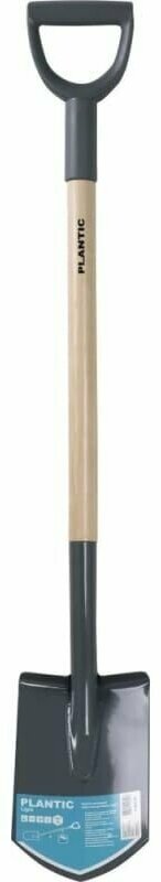 Лопата штыковая Plantic Light 11101-01 облегченная, с деревянным черенком, для копки земли, с эргономичной ручкой, черная/оранжевая - фотография № 1