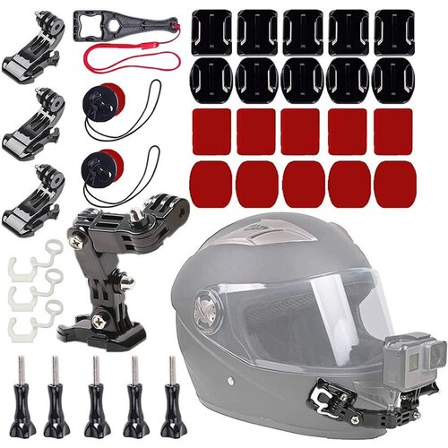 Комплект аксессуаров и креплений на мотоциклетный шлем для экшн камер GoPro, SJCAM, Xiaomi 34-в-1
